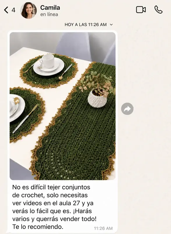 Testimonio de alumna 1 en WhatsApp
